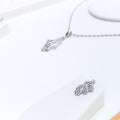 Intricate White Gold Flower Pendant Set 22k Gold 