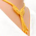 22k-gold-Sparkling Floral Hanging Chain Necklace Set