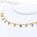 Vibrant Round CZ Charm 22k Gold Necklace