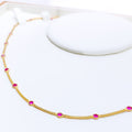 Dainty Pink Dotted CZ 22k Gold Necklace