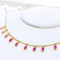 Graceful Rosy Marquise 22k Gold CZ Necklace