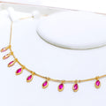 22k-gold-Delicate Blushing CZ Charm Necklace 