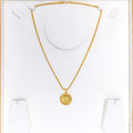 22k-gold-Reflective Leaf Accented Coin Pendant