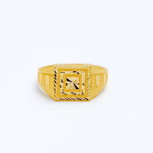 Reflective Faceted Men's 22k Gold Ring