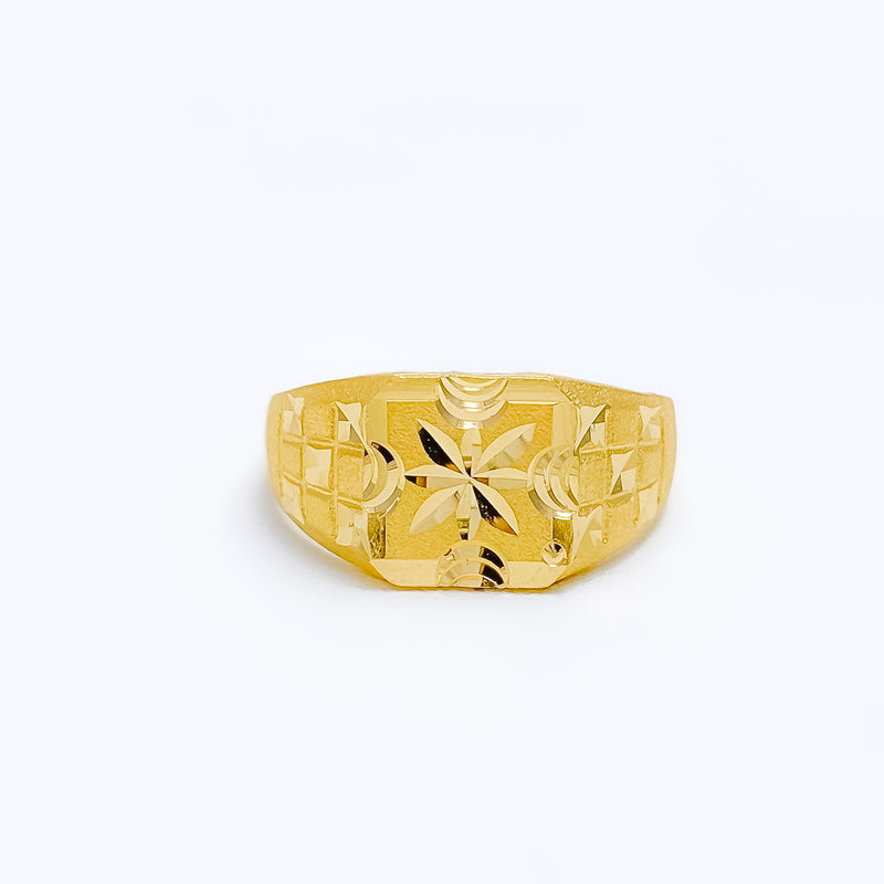 Unique Checkered Men's 22k Gold Ring