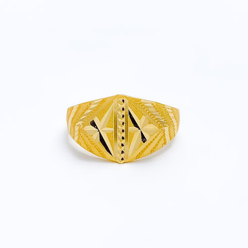 Upscale Star Accented Men's 22k Gold Ring