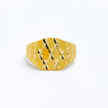 Bold Alternating 22k Gold Rectangular Ring