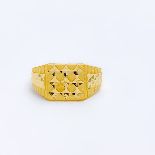 Textured Square 22k Gold Men's Ring