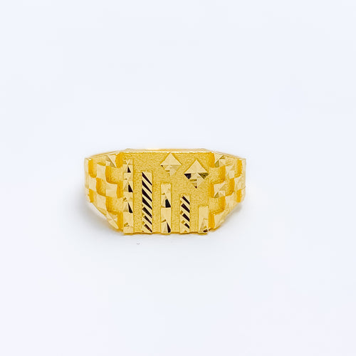 Exclusive Etched 22k Gold Men's Ring