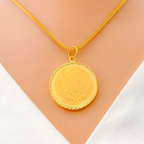 Exclusive Flower Gold Coin Pendant