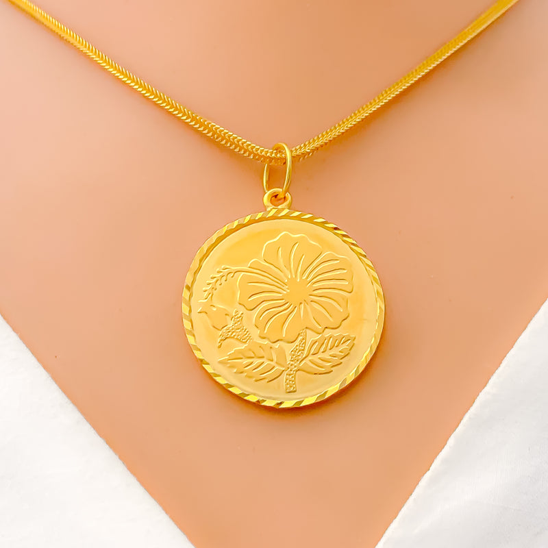 Sparkling Floral Coin Pendant