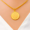 Satin Finish Flower Coin Pendant