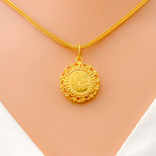 Heart Accented Stunning Coin Pendant