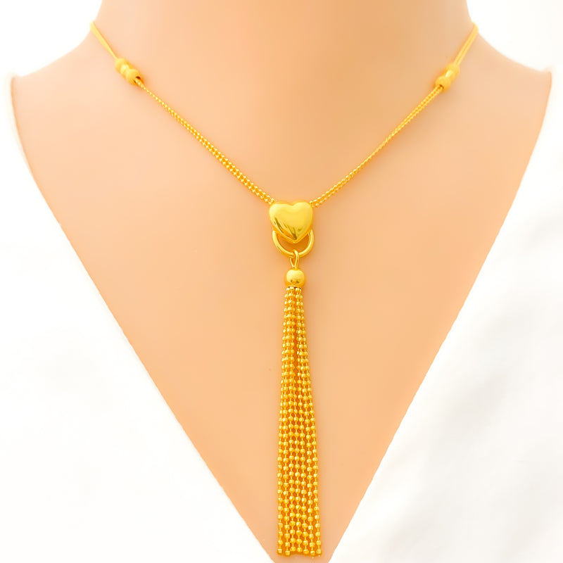 Chic Heart & Tassel Necklace Set