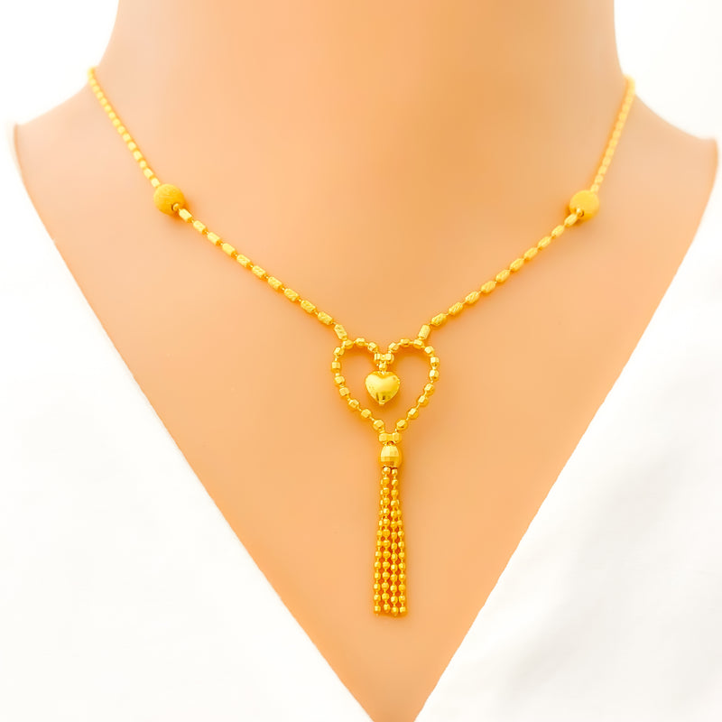Trendy Beaded Heart Necklace Set