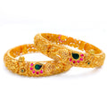 Exclusive Regal Peacock 22k Gold Feather Bangles