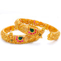 Exclusive Regal Peacock 22k Gold Feather Bangles