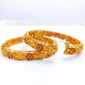 Vibrant Floral 22k Gold Lakshmi Bangles