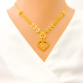 Fancy Heart Adorned Shimmering Necklace Set