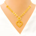 Fancy Heart Adorned Shimmering Necklace Set