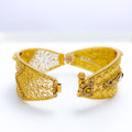 Ornate Regal 22k Gold Stone Cuff