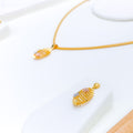 Delightful Floral Oval 22k Gold Pendant Set