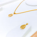 Trendy Teardrop 22k Gold Pendant Set