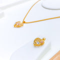 Upscale Blush Heart 22k Gold Pendant Set