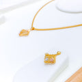 Floral Square 22k Gold Pendant Set