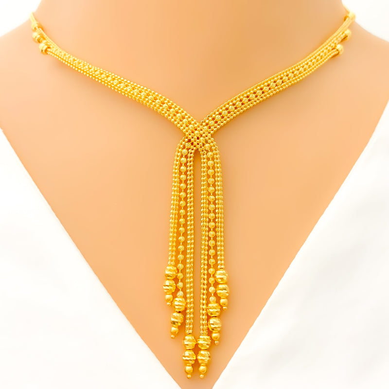 Unique Overlapping Dangling Necklace Set