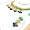 Extravagant Hanging Emerald Necklace Set 22k Gold 