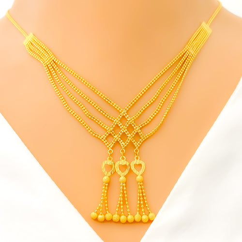 Dangling Heart Multi Chain Necklace Set