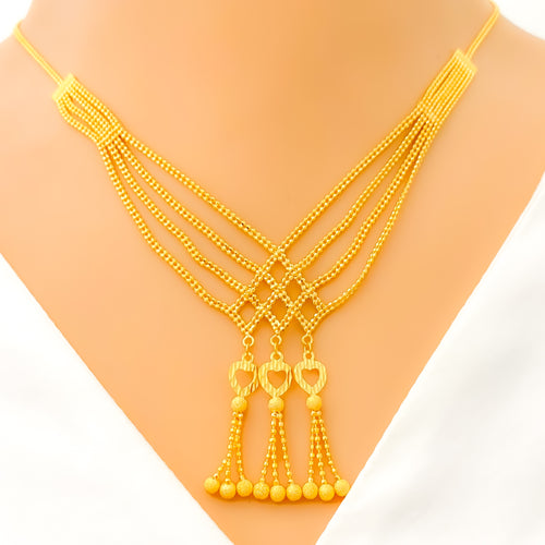 Dangling Heart Multi Chain Necklace Set