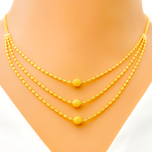 Smooth Finish Three Chain Necklace Set