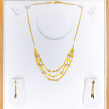 22k-gold-Reflective Leaf Triple Layer Necklace Set