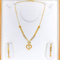 22k-gold-Fancy Heart Adorned Shimmering Necklace Set