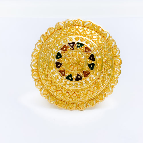 gold-reflective-heart-accented-meenakari-statement-ring