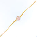 22k-gold-Striped Rose Gold Flower CZ Bracelet