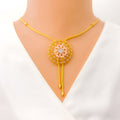 22k-gold-Sophisticated Contemporary Floral Necklace Set