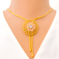 22k-gold-Sophisticated Contemporary Floral Necklace Set