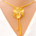 22k-gold-Alternating Satin Finish Floral Necklace Set