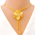 22k-gold-Alternating Satin Finish Floral Necklace Set