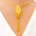 22k-gold-Unique Striped Leaf Necklace Set