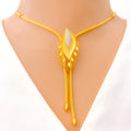 22k-gold-Unique Striped Leaf Necklace Set