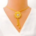 22k-gold-Bold Blooming Sun Flower Necklace Set