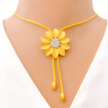 22k-gold-Bold Blooming Sun Flower Necklace Set