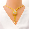 22k-gold-Extravagant Colorful Flower Bouquet Necklace Set 