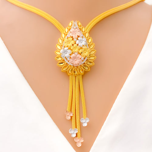 22k-gold-Extravagant Colorful Flower Bouquet Necklace Set 