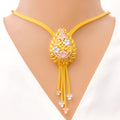 22k-gold-Extravagant Colorful Flower Bouquet Necklace Set 