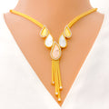 22k-gold-Shimmering Paisley Drop Necklace Set